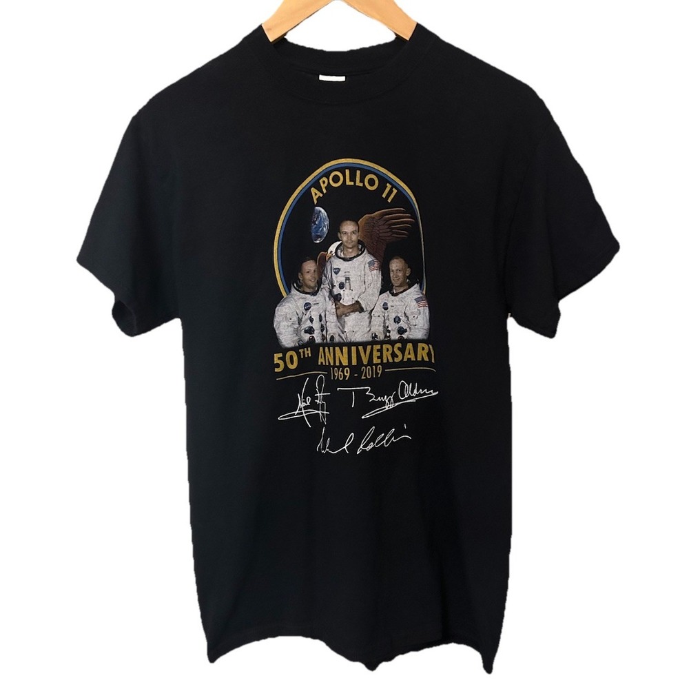 Apollo 11 50th Anniversary Astronaut Space Program Size Medium Black T-Shirt 384